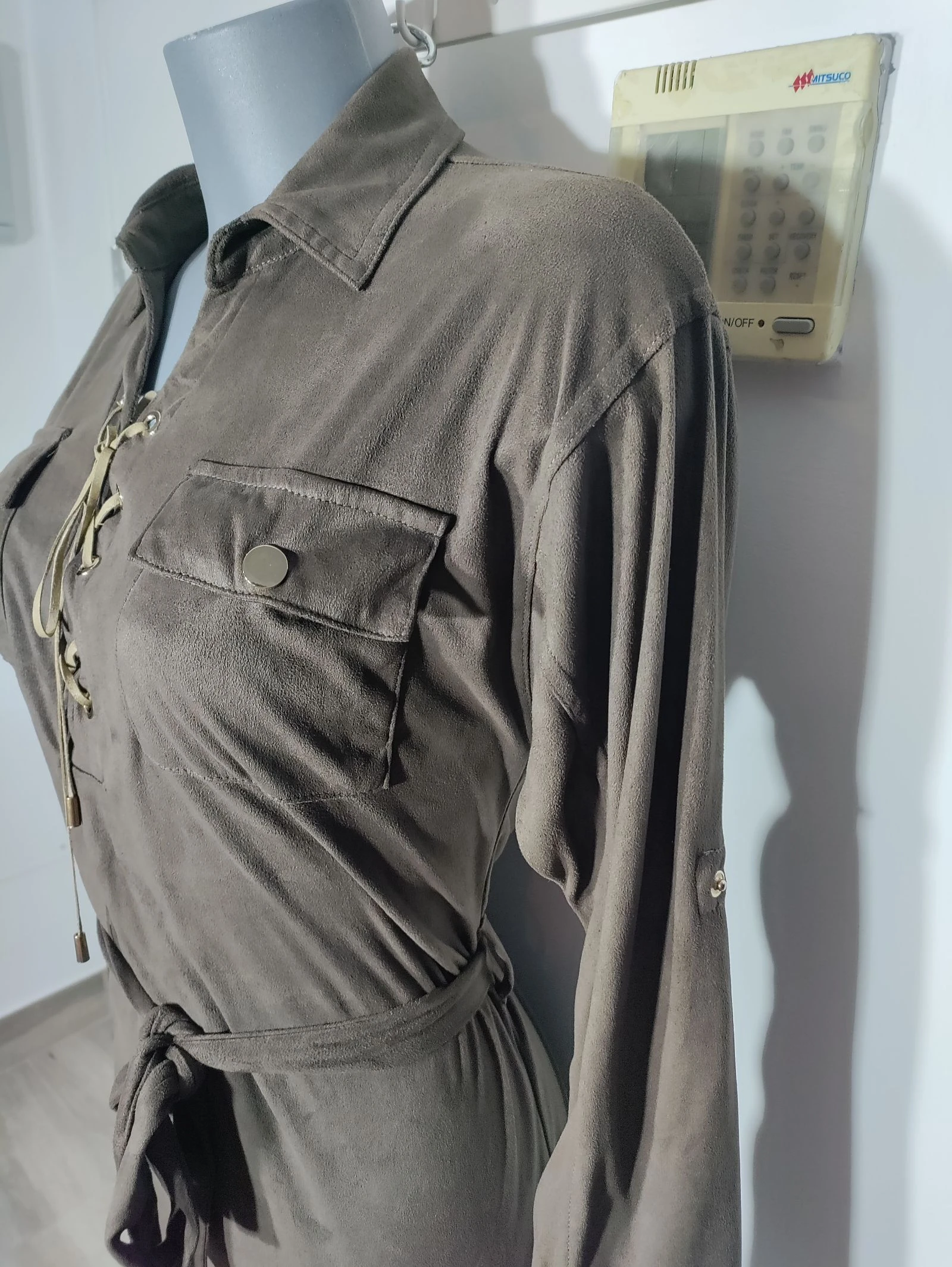 Boho safari-stijl bruin suède hemdjurk met riem – Past op maat L (zie afmetingen) – photo 6